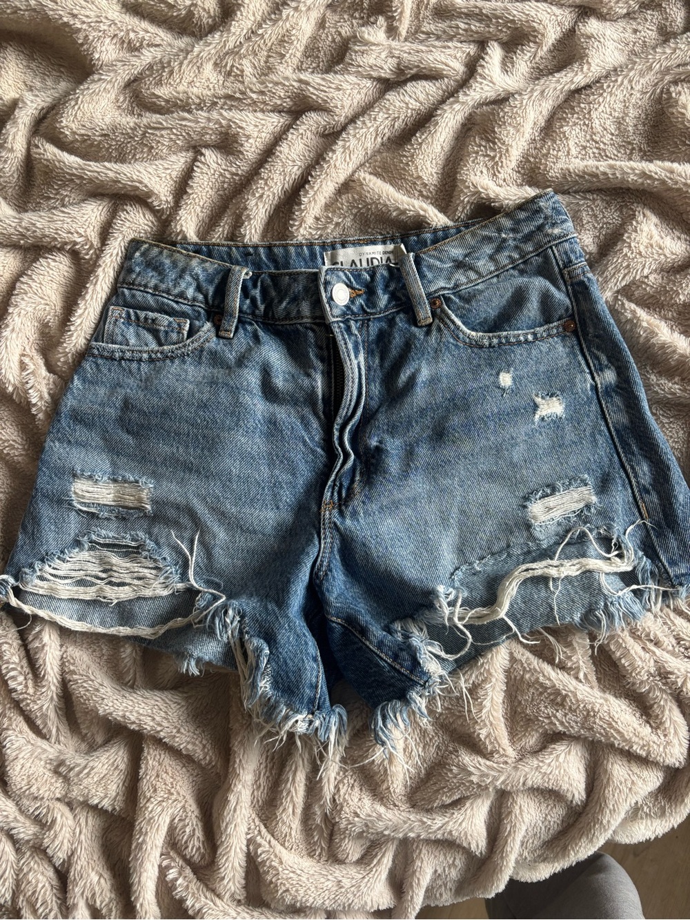 Dynamite High Waisted Distressed Jean Shorts